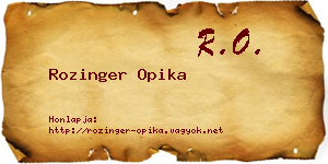Rozinger Opika névjegykártya
